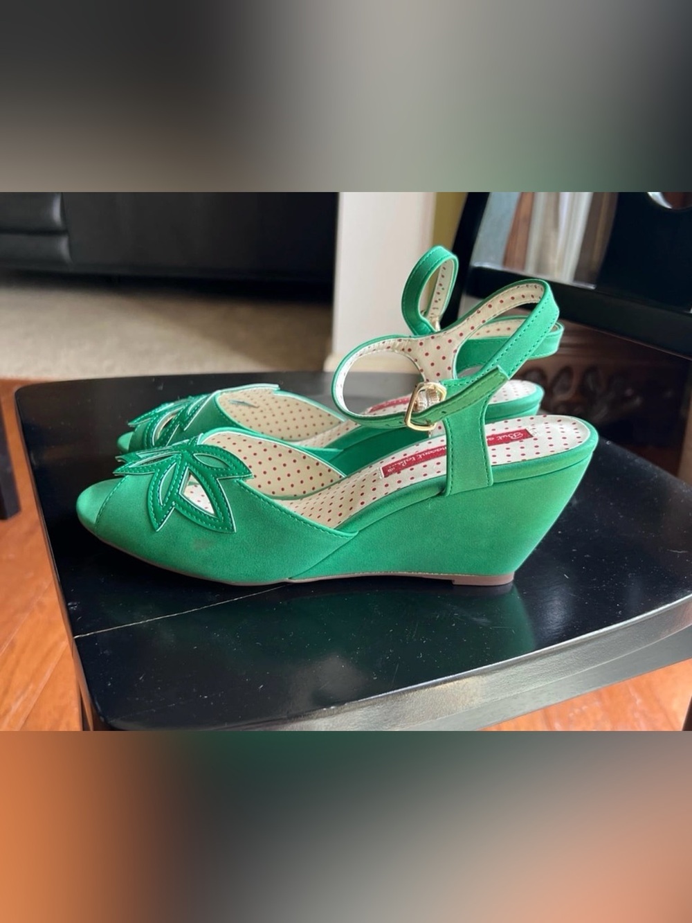 ModCloth Green Women's Peep-Toe Slingback Heels-8.5